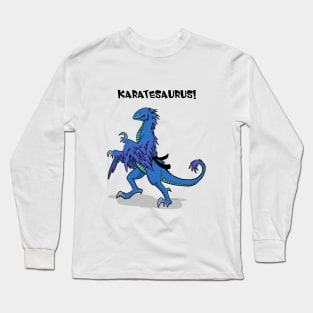 Karatesaurus! blue for bright backgrounds Long Sleeve T-Shirt